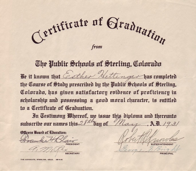 Esther HS Diploma