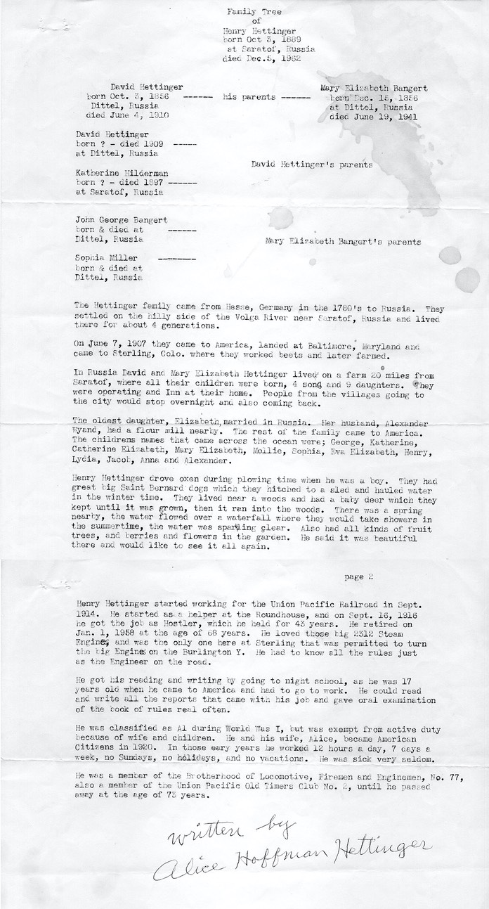 HH205 Hettinger History